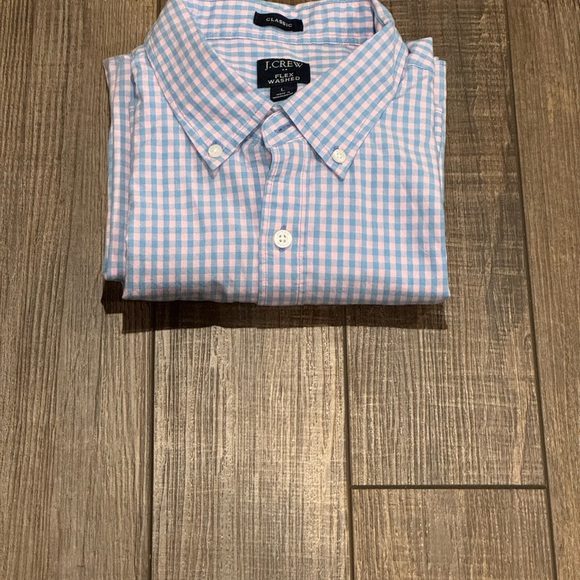 NEW J Crew Mens Flex Washed Large Shirt Classic Pink Blue Plaid Long Sleeve NWT - Picture 8 of 8